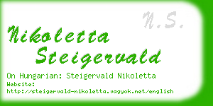 nikoletta steigervald business card